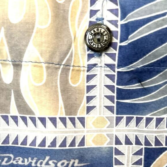HARLEY- DAVIDSON X TORI RICHARD‎ Men's M Hawaiian Shirt Motorcycle Print Cotton - Picture 6 of 6